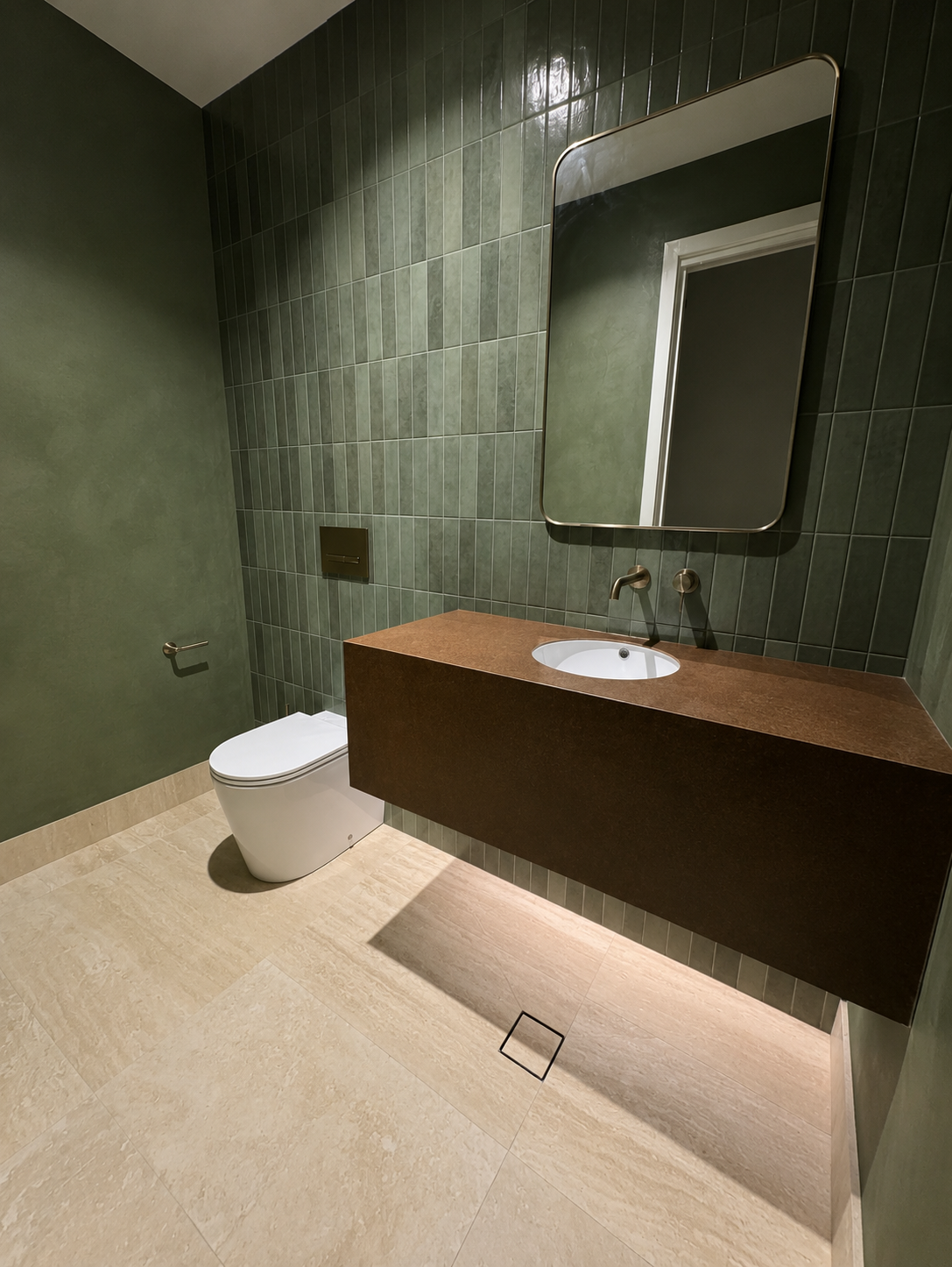 Powder room — wall-hung mixer